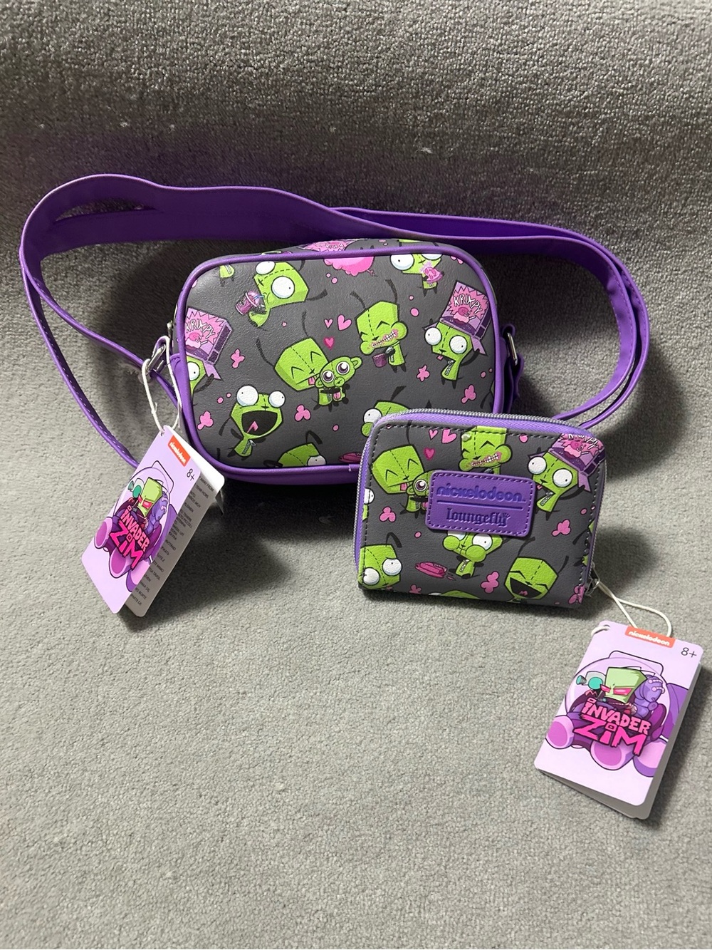 Loungefly Nickelodeon Invader Zim GIR & Pig Crossbody Bag & Zipper Wallet *NEW*